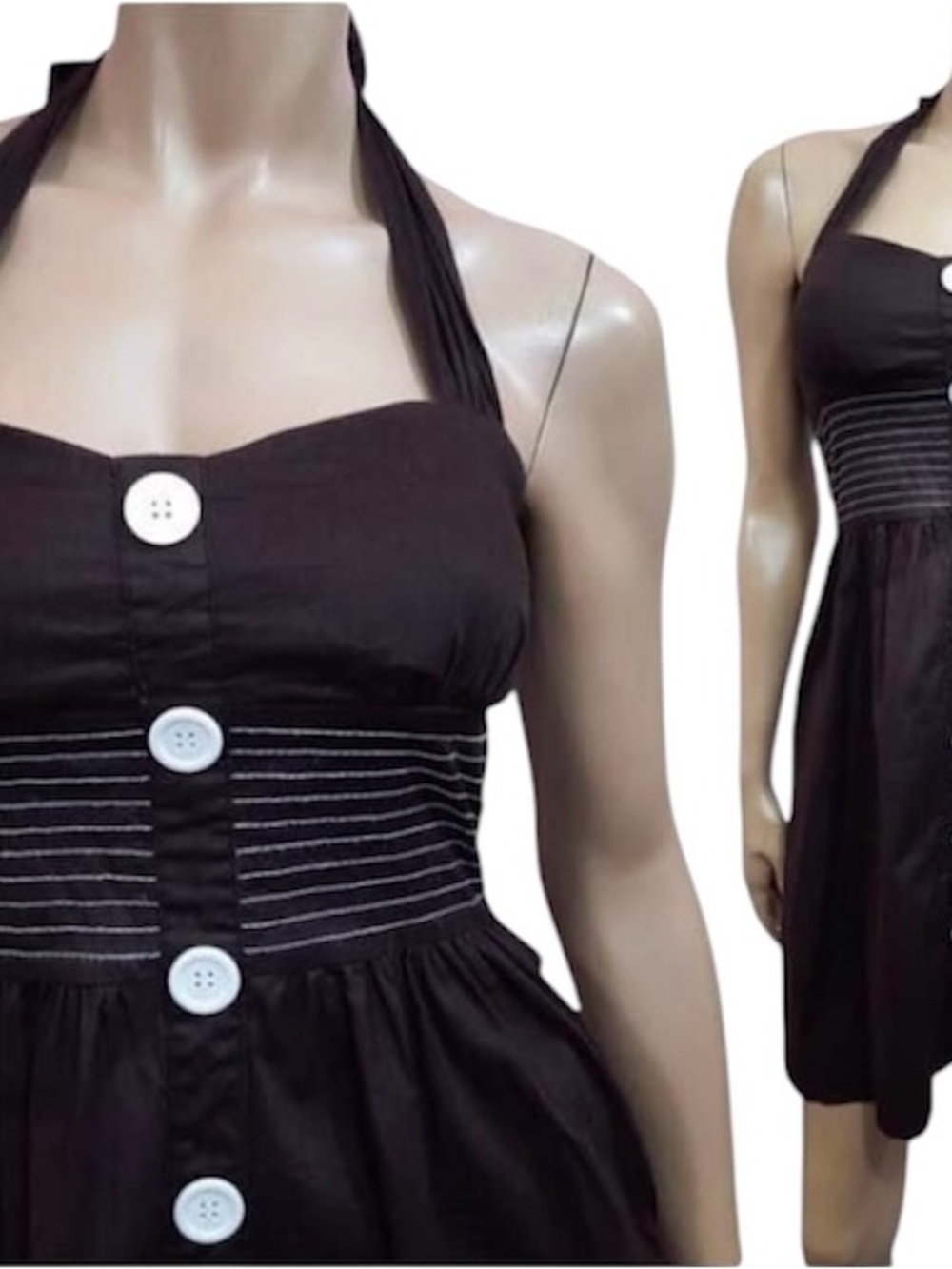 VTG Y2K Ruby Rox Brown Halter “Pin Up” Style Dress Size 7